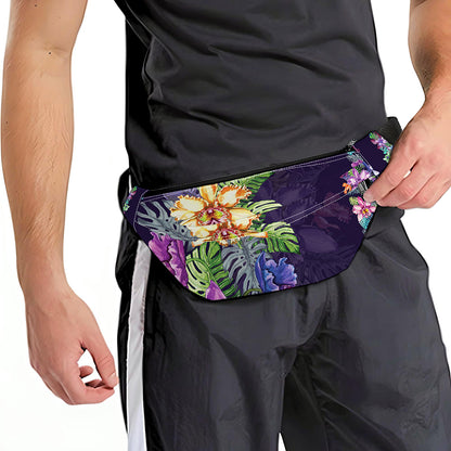 Colorful Watercolor Cattleya Print Fanny Pack
