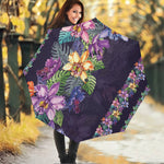 Colorful Watercolor Cattleya Print Foldable Umbrella