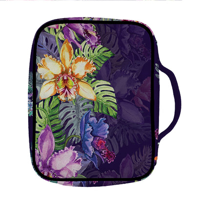 Colorful Watercolor Cattleya Print Front Pocket Bible Bag