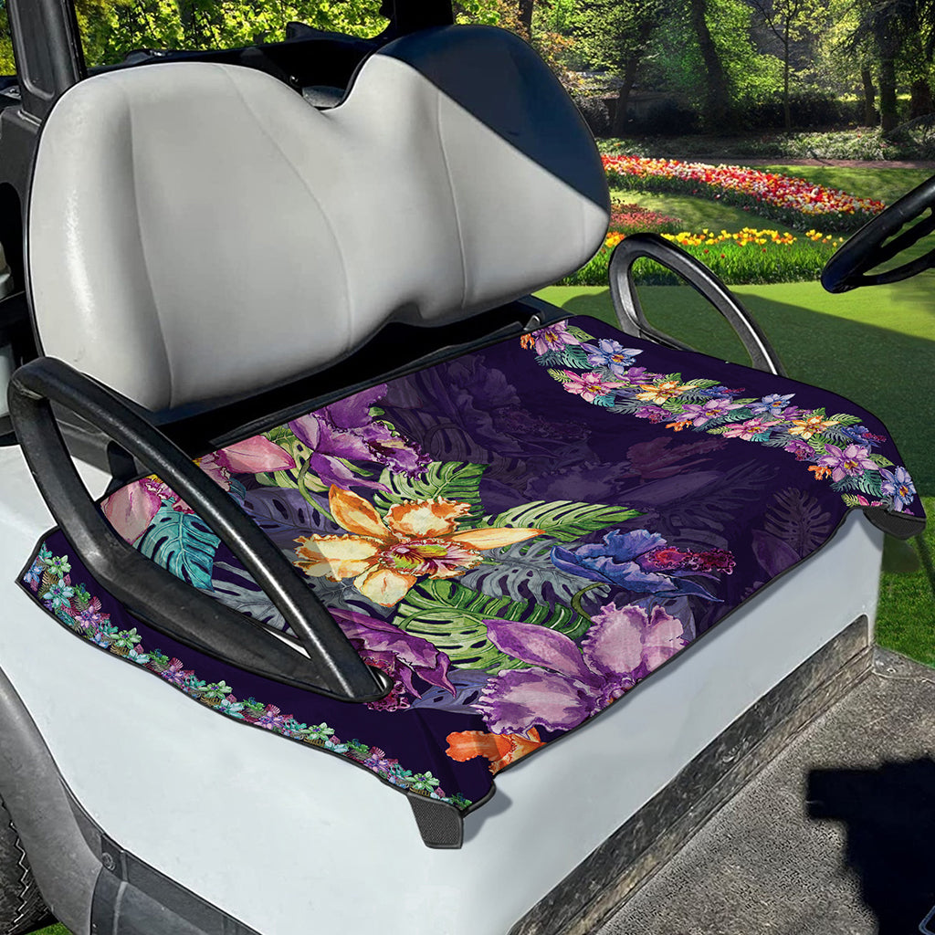 Colorful Watercolor Cattleya Print Golf Cart Seat Cover