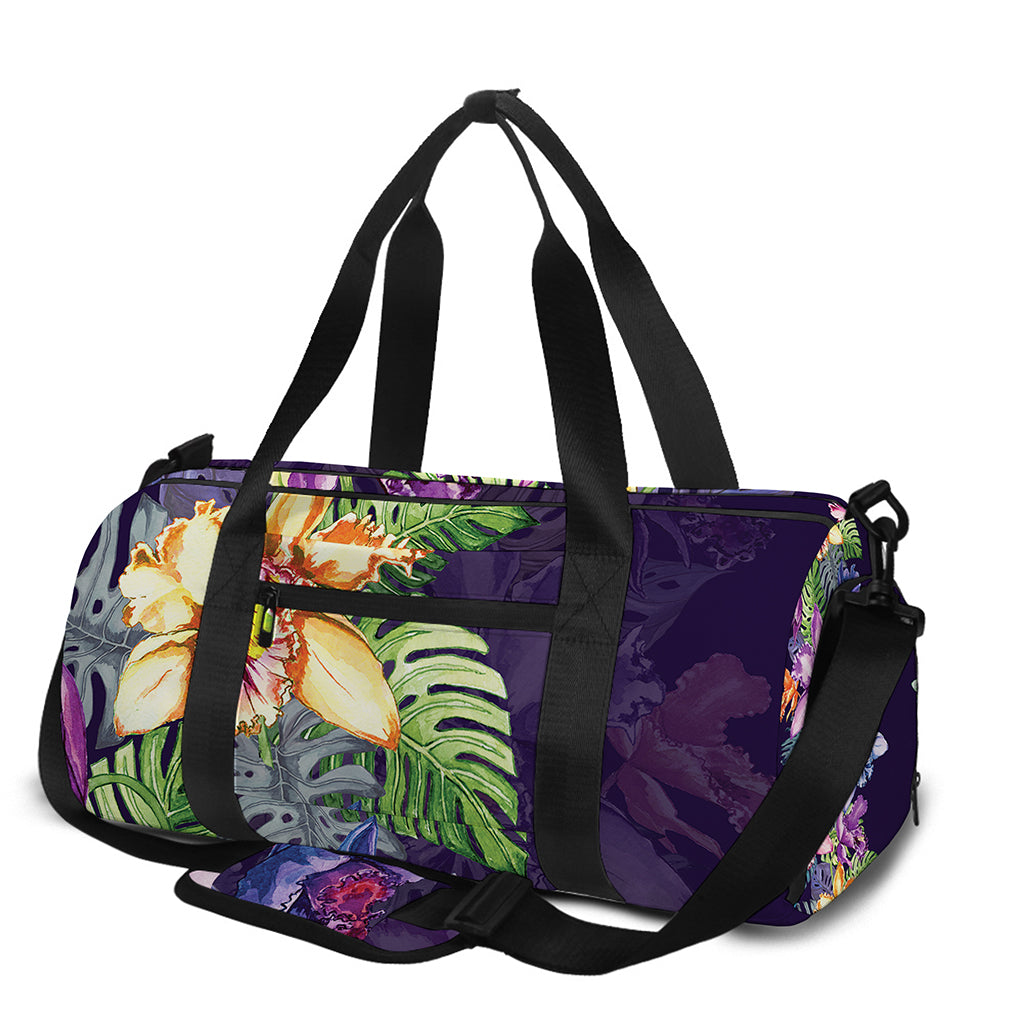 Colorful Watercolor Cattleya Print Gym Bag