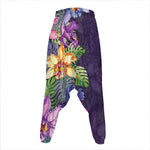 Colorful Watercolor Cattleya Print Hammer Pants