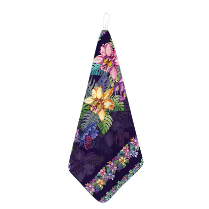 Colorful Watercolor Cattleya Print Hand Towel