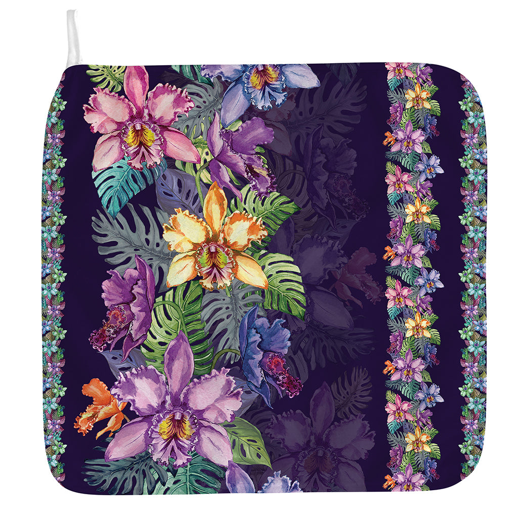 Colorful Watercolor Cattleya Print Hand Towel
