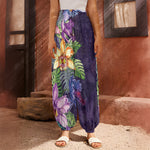 Colorful Watercolor Cattleya Print Harem Pants