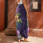 Colorful Watercolor Cattleya Print Harem Pants