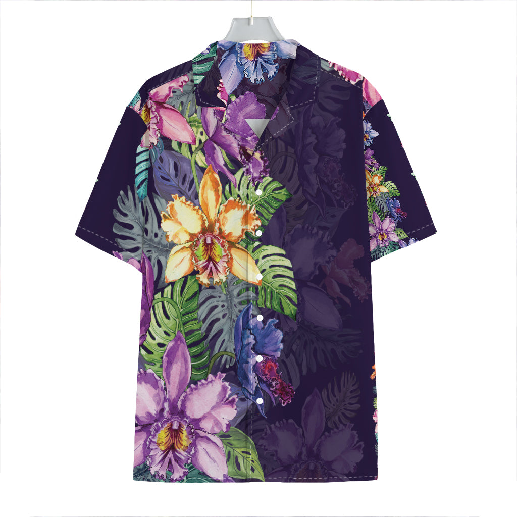 Colorful Watercolor Cattleya Print Hawaiian Shirt