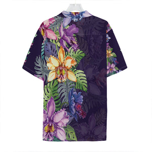 Colorful Watercolor Cattleya Print Hawaiian Shirt