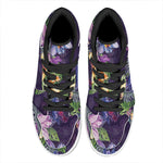 Colorful Watercolor Cattleya Print High Top Leather Sneakers