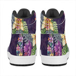 Colorful Watercolor Cattleya Print High Top Leather Sneakers