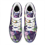 Colorful Watercolor Cattleya Print High Top Leather Sneakers
