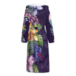 Colorful Watercolor Cattleya Print Hooded Bathrobe