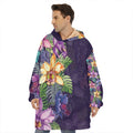 Colorful Watercolor Cattleya Print Hoodie Blanket