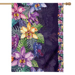 Colorful Watercolor Cattleya Print House Flag
