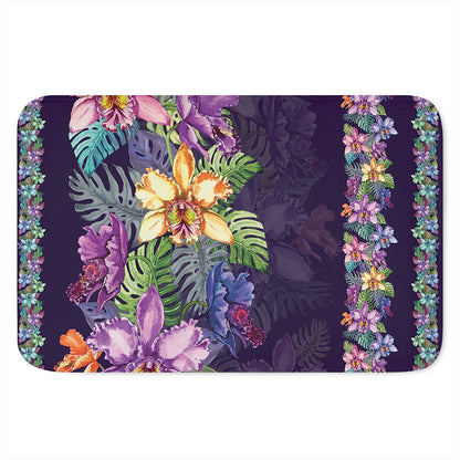 Colorful Watercolor Cattleya Print Indoor Door Mat