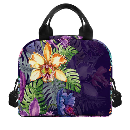Colorful Watercolor Cattleya Print Insulated Lunch Bag