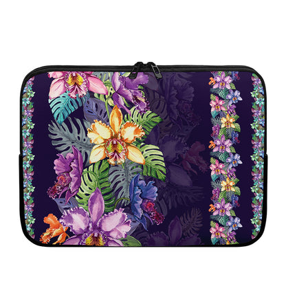 Colorful Watercolor Cattleya Print Laptop Sleeve