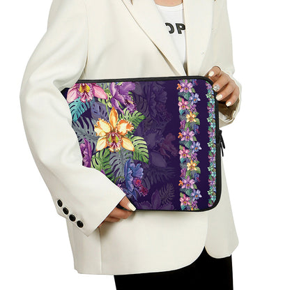 Colorful Watercolor Cattleya Print Laptop Sleeve