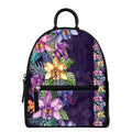 Colorful Watercolor Cattleya Print Leather Backpack