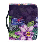 Colorful Watercolor Cattleya Print Leather Bible Cover