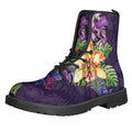Colorful Watercolor Cattleya Print Lace-Up Boots