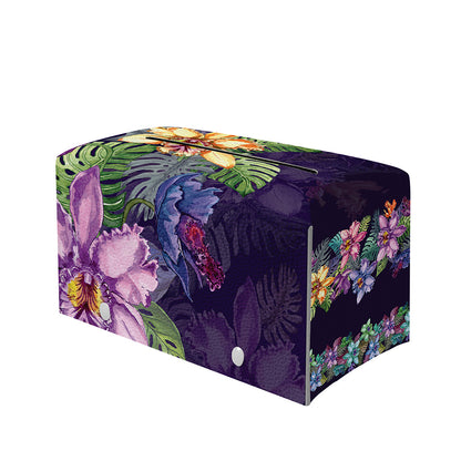 Colorful Watercolor Cattleya Print Leather Tissue Box Cover