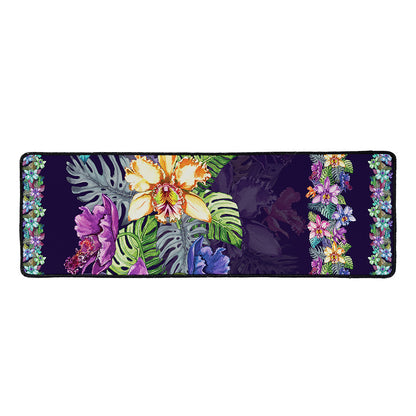 Colorful Watercolor Cattleya Print Long Kitchen Mat