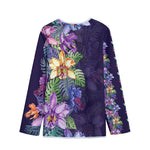 Colorful Watercolor Cattleya Print Long Sleeve Short Coat