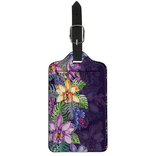 Colorful Watercolor Cattleya Print Luggage Tag