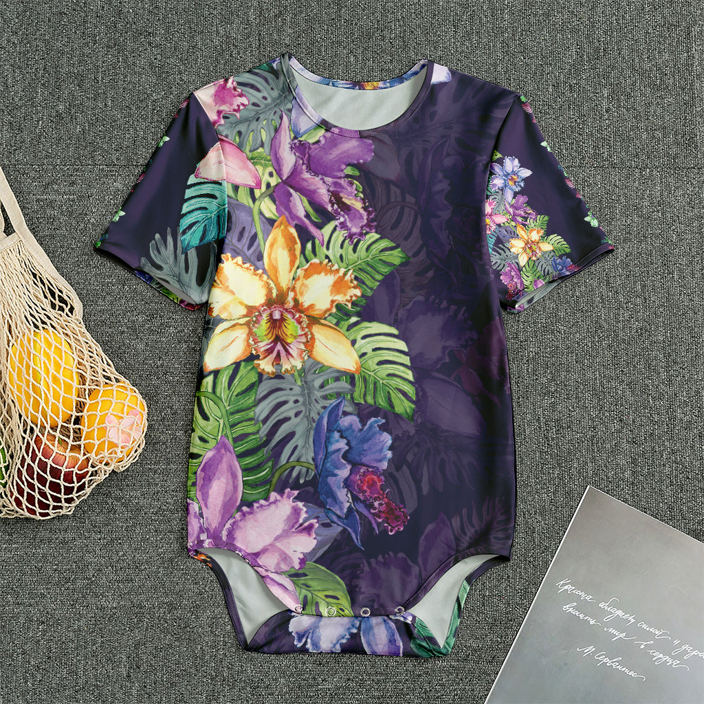 Colorful Watercolor Cattleya Print Men's Bodysuit