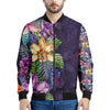 Colorful Watercolor Cattleya Print Men's Bomber Jacket