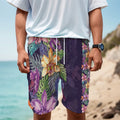 Colorful Watercolor Cattleya Print Men's Cargo Shorts