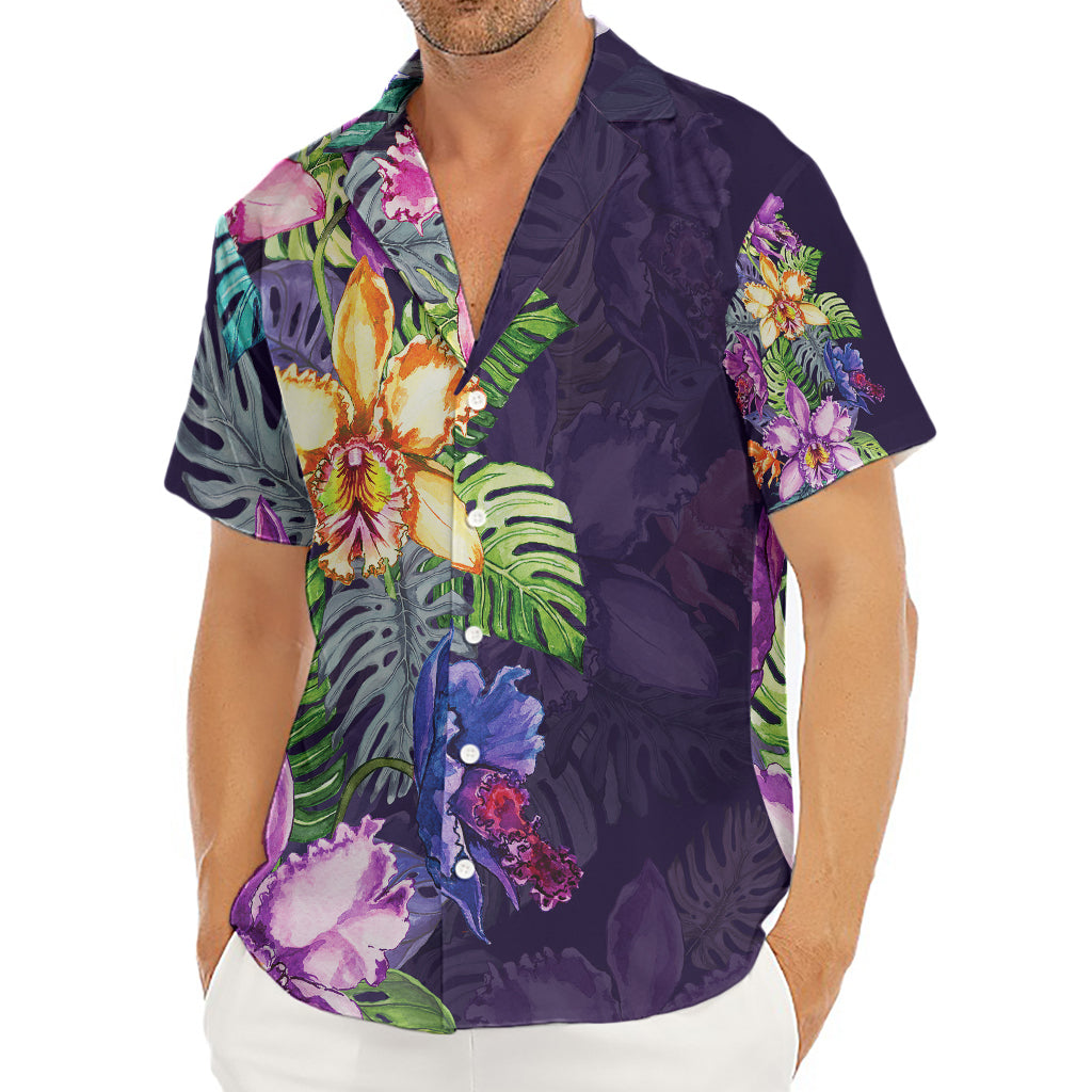 Colorful Watercolor Cattleya Print Men's Deep V-Neck Shirt