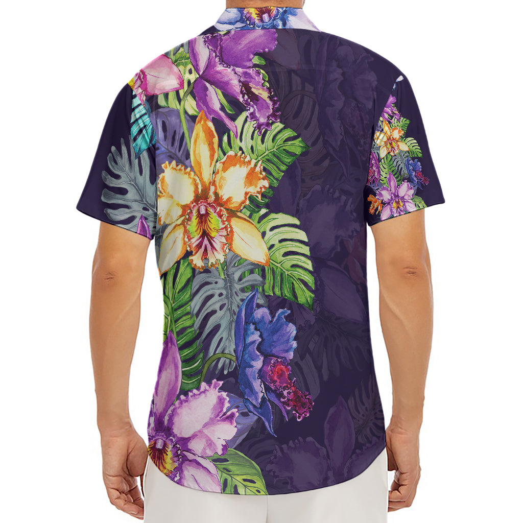 Colorful Watercolor Cattleya Print Men's Deep V-Neck Shirt