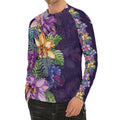 Colorful Watercolor Cattleya Print Men's Long Sleeve Rash Guard