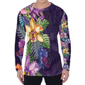 Colorful Watercolor Cattleya Print Men's Long Sleeve T-Shirt