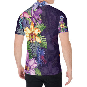 Colorful Watercolor Cattleya Print Men's Shirt