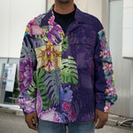 Colorful Watercolor Cattleya Print Men's Shirt Jacket