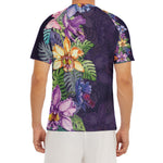 Colorful Watercolor Cattleya Print Men's Short Sleeve Rash Guard