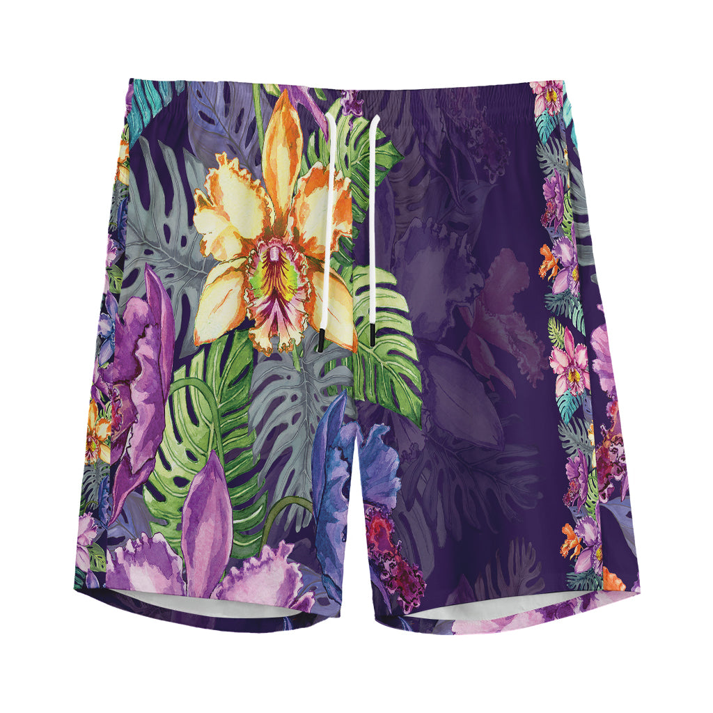 Colorful Watercolor Cattleya Print Men's Sports Shorts
