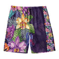 Colorful Watercolor Cattleya Print Men's Swim Trunks