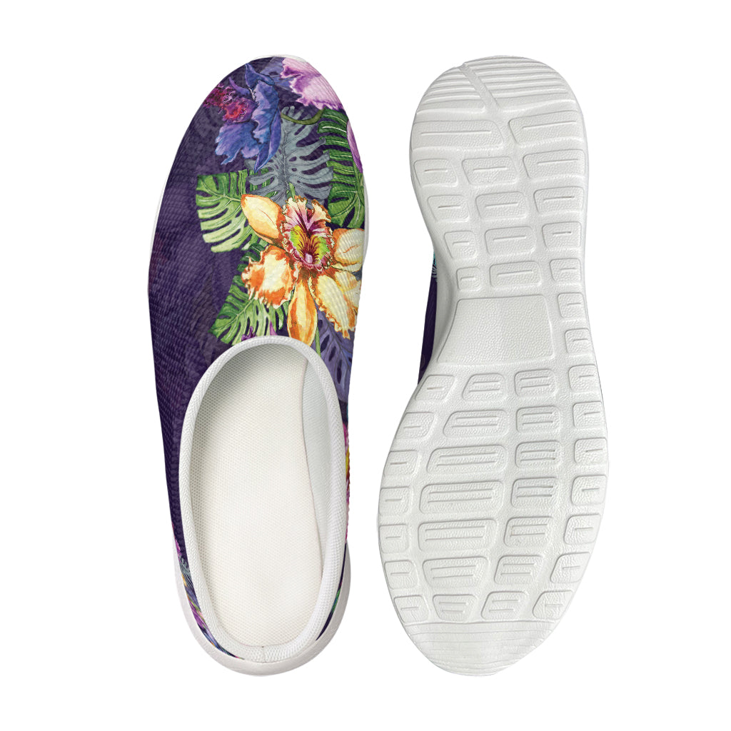 Colorful Watercolor Cattleya Print Mesh Casual Shoes