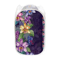 Colorful Watercolor Cattleya Print Mesh Laundry Hamper