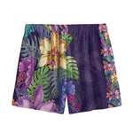 Colorful Watercolor Cattleya Print Mesh Shorts