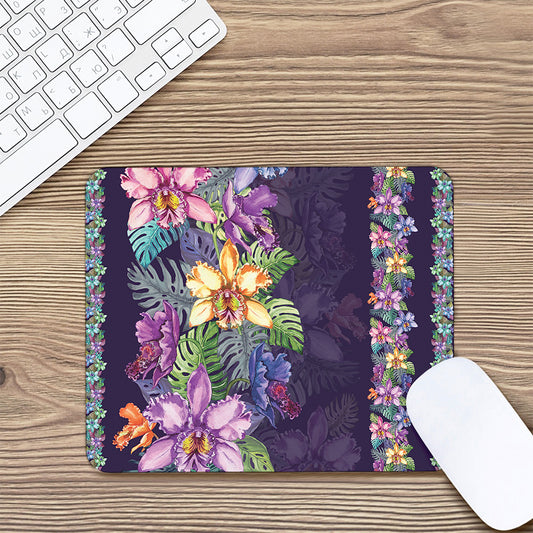 Colorful Watercolor Cattleya Print Mouse Pad