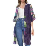 Colorful Watercolor Cattleya Print Open Front Beach Cover Up
