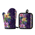 Colorful Watercolor Cattleya Print Oven Mitt And Pot Holder Set