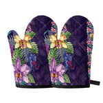 Colorful Watercolor Cattleya Print Oven Mitts