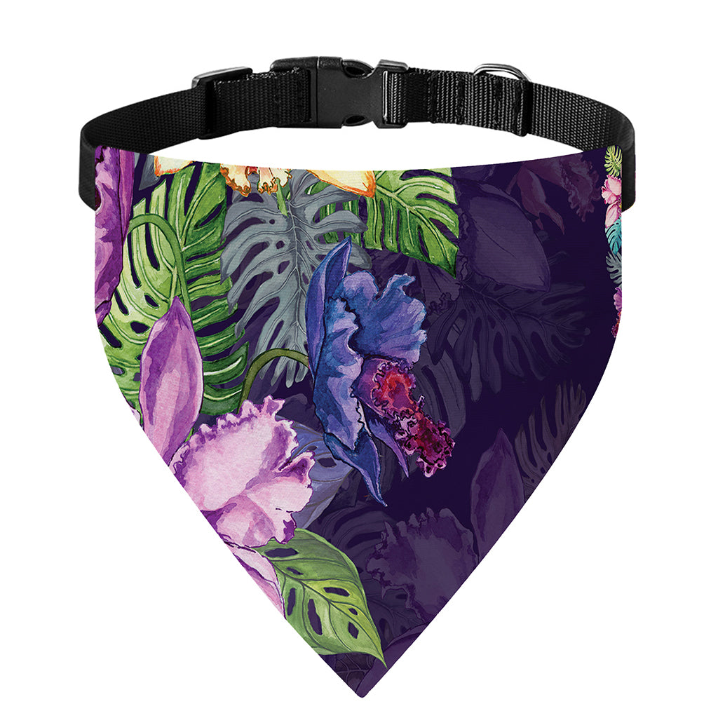 Colorful Watercolor Cattleya Print Over The Collar Dog Bandana