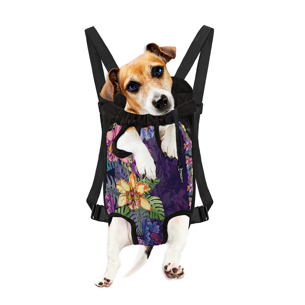 Colorful Watercolor Cattleya Print Pet Carrier Backpack